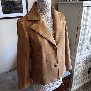 Faux suede jacket blazer camel